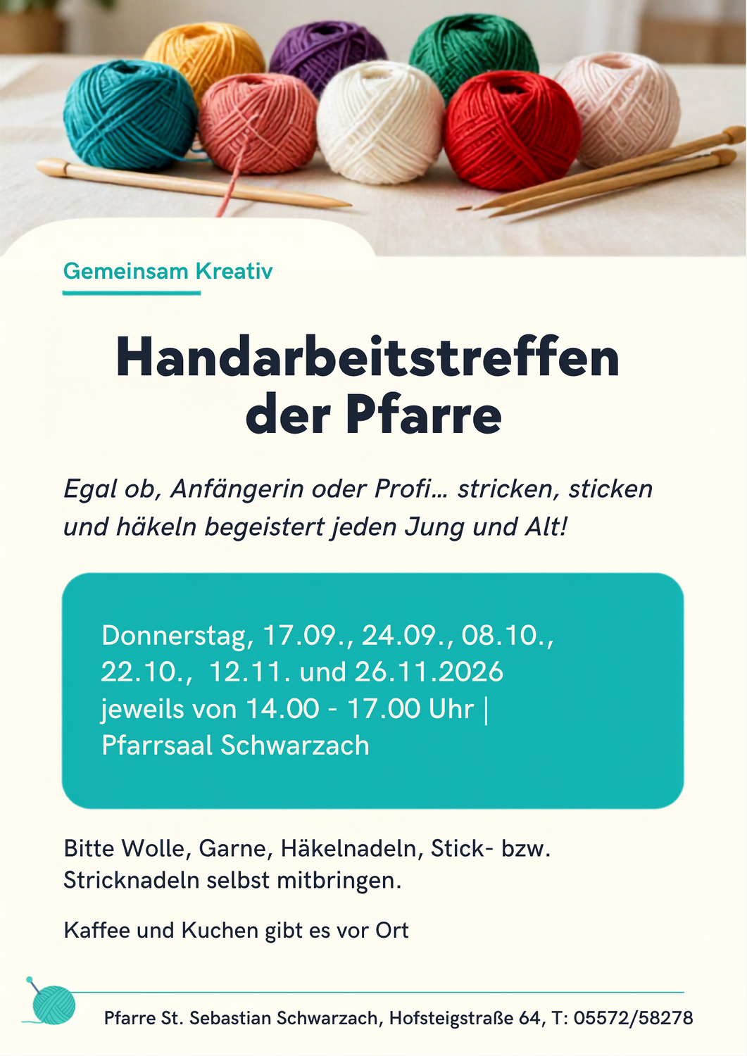 Handarbeitsrunde / Canva Pfarre Schwarzach